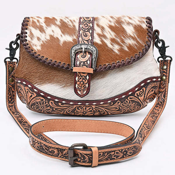 ADBG1806 American Darling Hand Tooled Floral & Cowhide Small Cross Body Bag