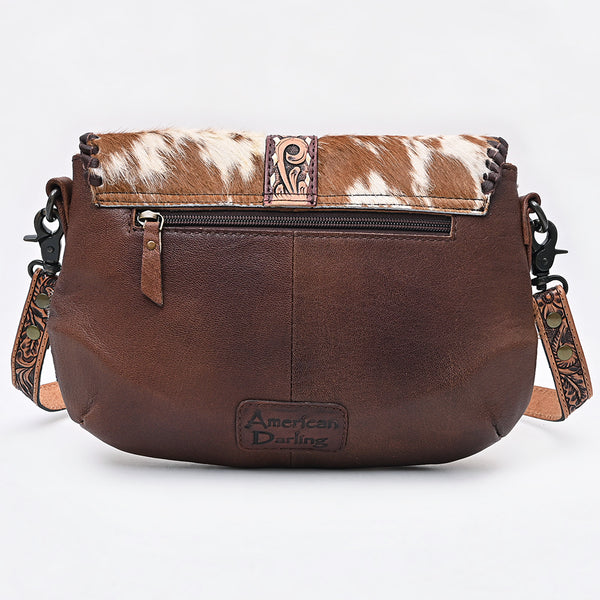 ADBG1806 American Darling Hand Tooled Floral & Cowhide Small Cross Body Bag