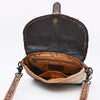ADBG1806 American Darling Hand Tooled Floral & Cowhide Small Cross Body Bag