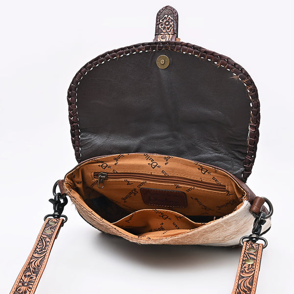 ADBG1806 American Darling Hand Tooled Floral & Cowhide Small Cross Body Bag
