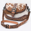 ADBG1806 American Darling Hand Tooled Floral & Cowhide Small Cross Body Bag