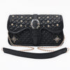 ADBGA870 American Darling Quilted Leather Cross body Bag with Rivets and Concho Detail
