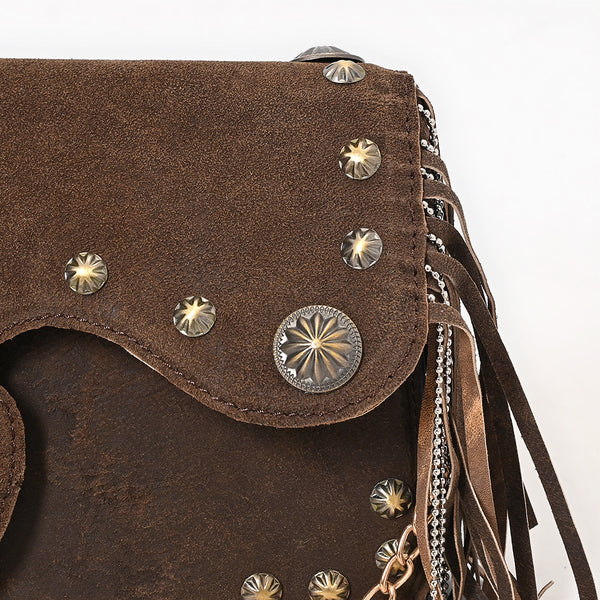 ADBGA872 American Darling Hand Tooled Floral Carved Buck Stitched Leather Cross body Bag