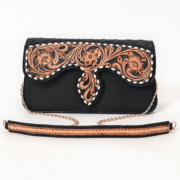 ADBGA873 American Darling Hand Tooled Floral Carved Quilted Leather Cross body Bag