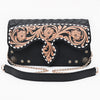 ADBGA874 American Darling Hair-On Cowhide Tooled Fringe Leather Cross body Bag