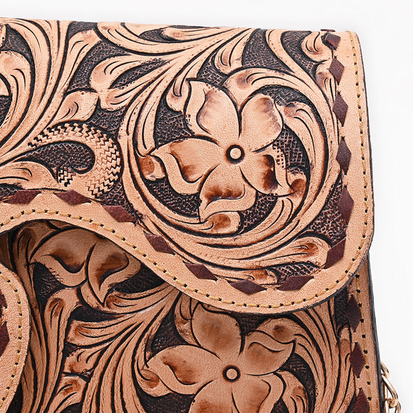 ADBGA877 American Darling Hand Tooled Floral Carved Genuine Leather Cross body Bag