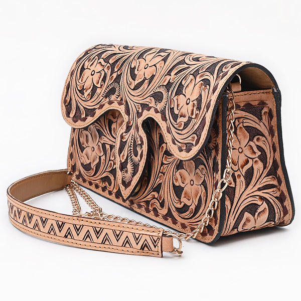 ADBGA877 American Darling Hand Tooled Floral Carved Genuine Leather Cross body Bag