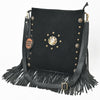 ADBGA879 American Darling Western Suede Large Cross body Bag with Fringes and Concho