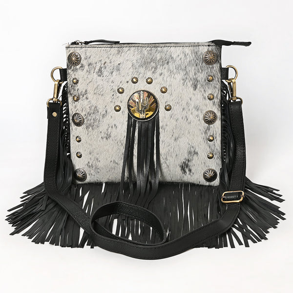 ADBGA880 American Darling Hair-On Cowhide Genuine Leather Fringed Cross body Bag