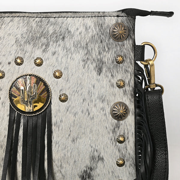 ADBGA880 American Darling Hair-On Cowhide Genuine Leather Fringed Cross body Bag