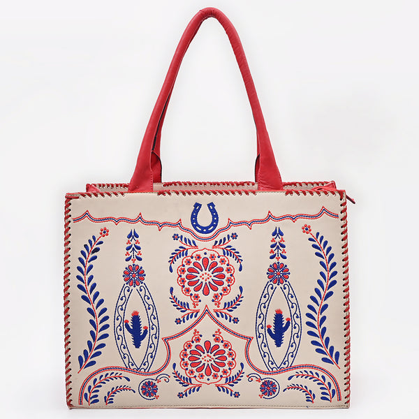 ADBGA882 American Darling Embroidered Braided Genuine Leather Western Tote Bag