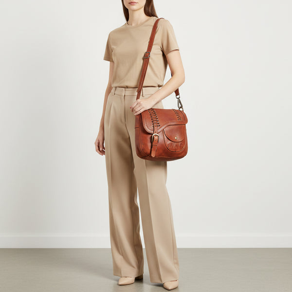 SWL141 Ardesia - Leather Braided Shoulder Bag