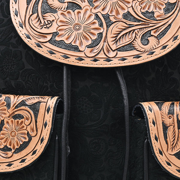 ADBG1809 American Darling Hand Tooled Floral Carved Leather Western Backpack Bag