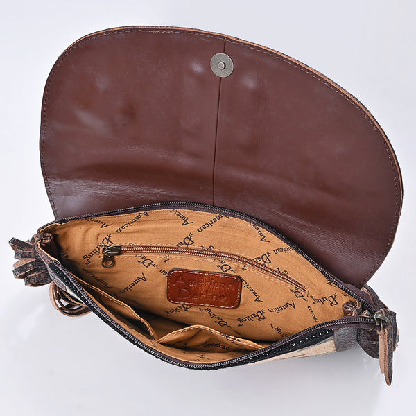 ADBG1810 American Darling Hand Woven Saddle Blanket & Fringed Leather Western Cross body Bag