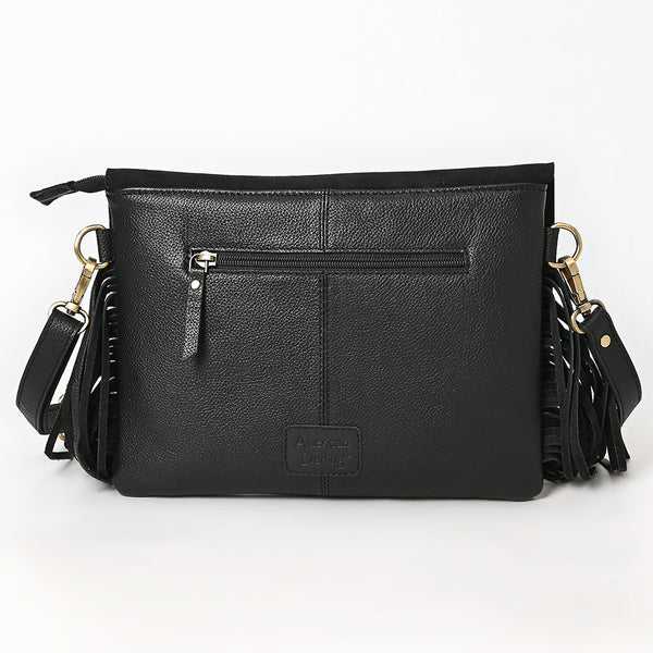 ADBGA906 American Darling Western Hand Tooled Floral Cross body Bag with Genuine Suede & Fringes
