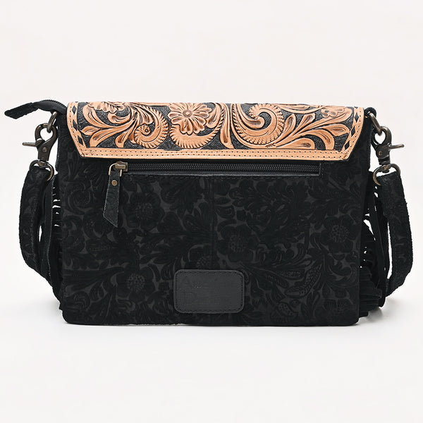 ADBG1821 American Darling Hand Tooled Floral Envelop Bag with Fringes and Damascus Detailing