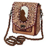 ADBG1825 American Darling Hand Tooled Floral & Hair-On Cowhide Western Cross body Bag