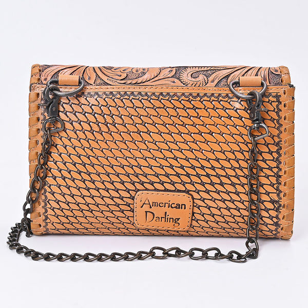 ADBG1831 American Darling Hand Tooled Floral Carved Braided Leather Western Crossbody Bag