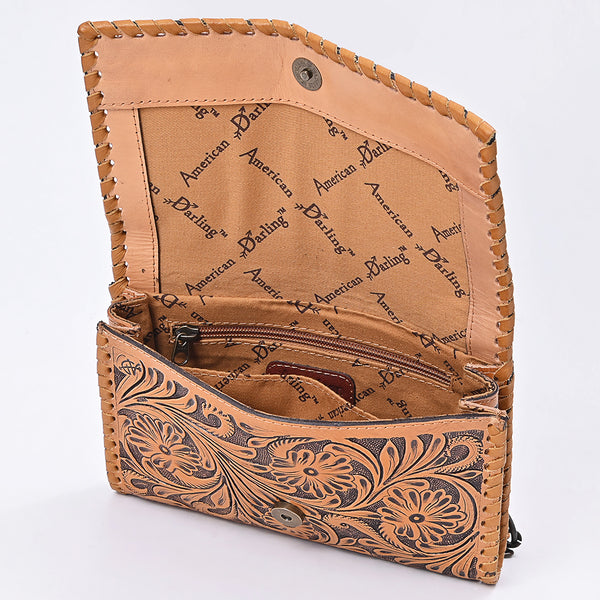 ADBG1831 American Darling Hand Tooled Floral Carved Braided Leather Western Crossbody Bag