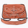 ADBG1832 American Darling Western Cross body Bag with Rivetted Genuine Suede Leather & Embroidery