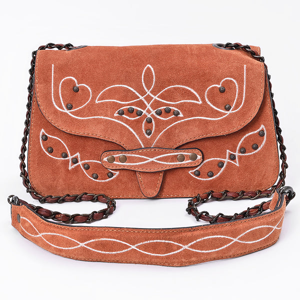 ADBG1832 American Darling Western Cross body Bag with Rivetted Genuine Suede Leather & Embroidery