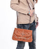 ADBG1832 American Darling Western Cross body Bag with Rivetted Genuine Suede Leather & Embroidery