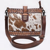 ADBG1833 American Darling Hand Tooled Floral & Cowhide Western Cross body Bag