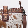 ADBG1833 American Darling Hand Tooled Floral & Cowhide Western Cross body Bag