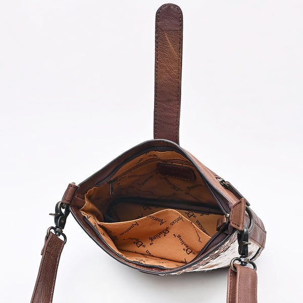 ADBG1833 American Darling Hand Tooled Floral & Cowhide Western Cross body Bag