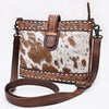 ADBG1833 American Darling Hand Tooled Floral & Cowhide Western Cross body Bag