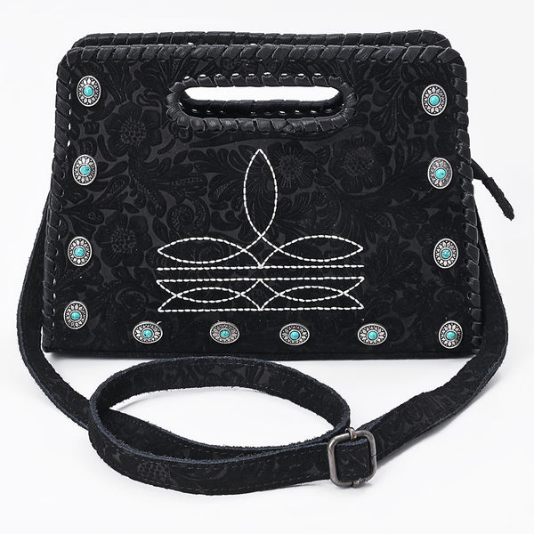 ADBG1835 American Darling Floral embossed Western Leather Clutch Damascus Bag with Turquoise Accents