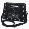 ADBG1835 American Darling Floral embossed Western Leather Clutch Damascus Bag with Turquoise Accents
