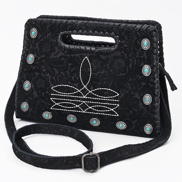 ADBG1835 American Darling Floral embossed Western Leather Clutch Damascus Bag with Turquoise Accents
