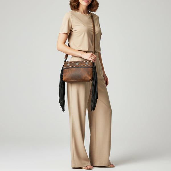 ADBGM810 Embossed Crossbody Genuine Leather Women Bag