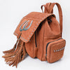 ADBG1853 American Darling Western Genuine Suede Backpack Bag with Fringes and Horseshoe Concho