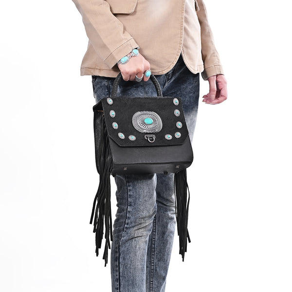 ADBG983C American Darling Cowhide Western Leather Cross body Bag with Fringes