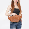 ADBG1618 American Darling Western Genuine Suede Leather Fanny Pack with Boot Stitching Handmade Black Waist Bag