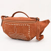ADBG1618 American Darling Western Genuine Suede Leather Fanny Pack with Boot Stitching Handmade Black Waist Bag