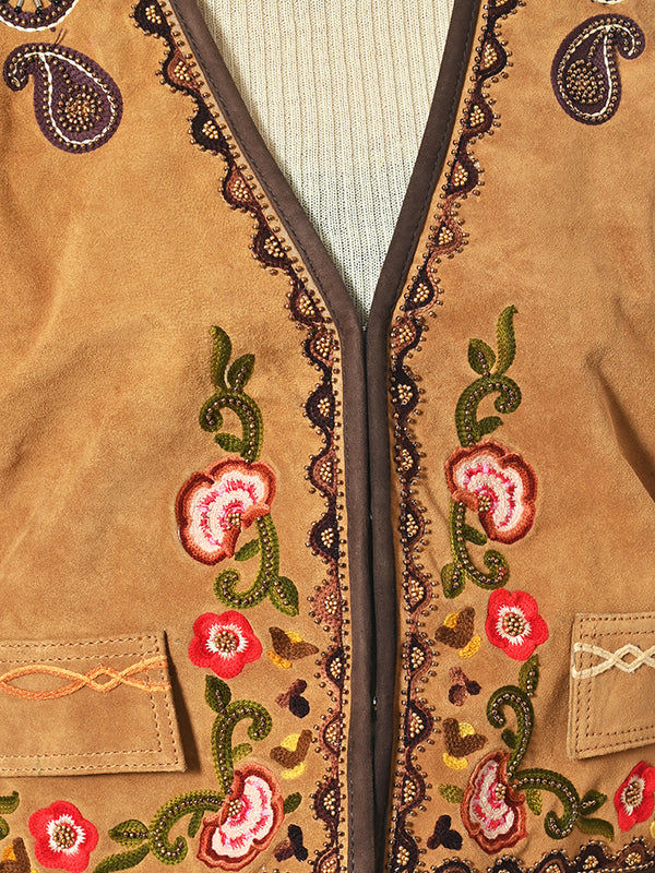 ADJKT078 American Darling Western Suede Apparel - Handcrafted Embroidered Luxe Vest