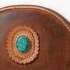 ADBGM292 Round Western Canteen Bag - Turquoise Concho, Fringe & Braided Strap