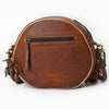 ADBGM292 Round Western Canteen Bag - Turquoise Concho, Fringe & Braided Strap