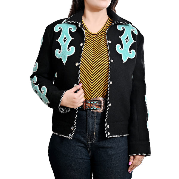 ADJKT080 American Darling Western Embroidered Apparel -Black Artisan Handcrafted Woolen Jacket