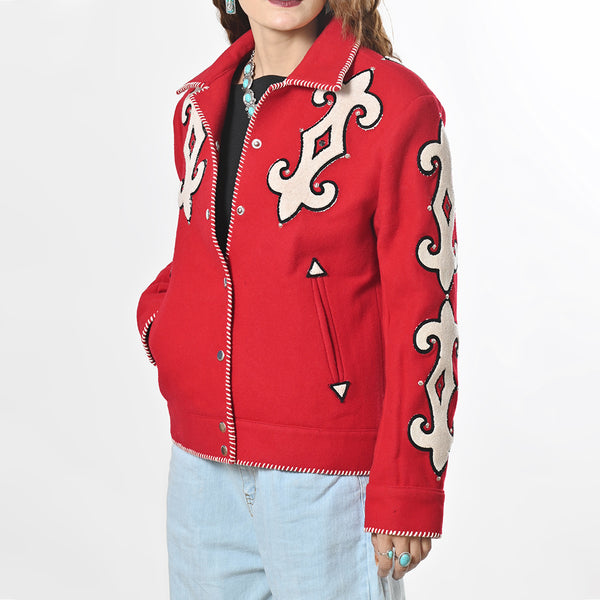 ADJKT081 American Darling Western Embroidered Apparel - Red Artisan Handcrafted Woolen Jacket