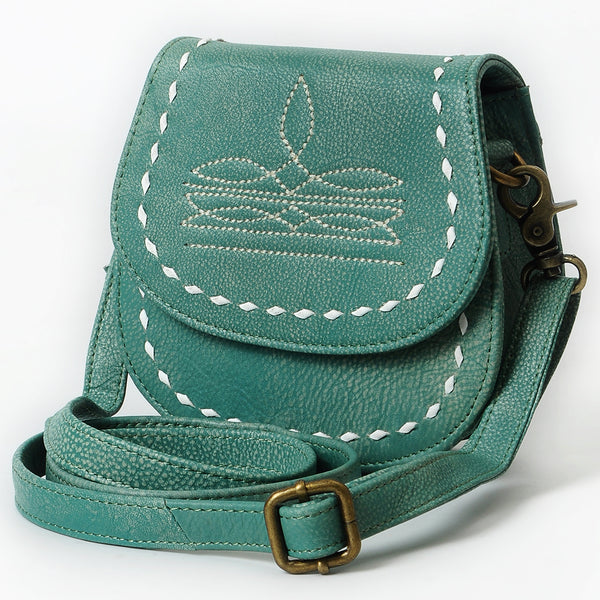ADBGM592 Western Stitch Leather Crossbody - Cowgirl Saddle Purse