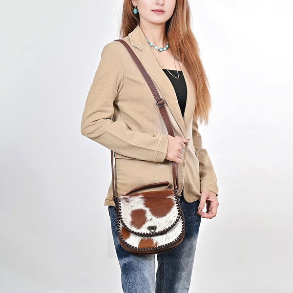 ADBG1221 American Darling Hair-On Cowhide Genuine Leather Western Crossbody Bag