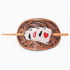 ADHCG101A-L American Darling Hand Tooled Leather Hair Clip with Playing Cards Design |