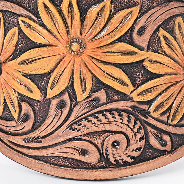 ADHCG101E-L American Darling Leather Hair Stick Barrette Sunflower Tan Hair Accessories