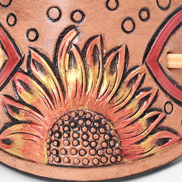 ADHCG102A-S American Darling Leather Hair Stick Barrette Sunflower Tan Hair Accessories