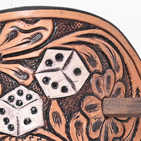 ADHCG102C-S American Darling Leather Hair Stick Barrette Dice Tan Hair Accessories