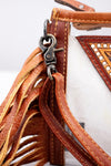 ADBG1864 American Darling Western Clear Bag with Hand-Tooled Floral Panel and Fringes